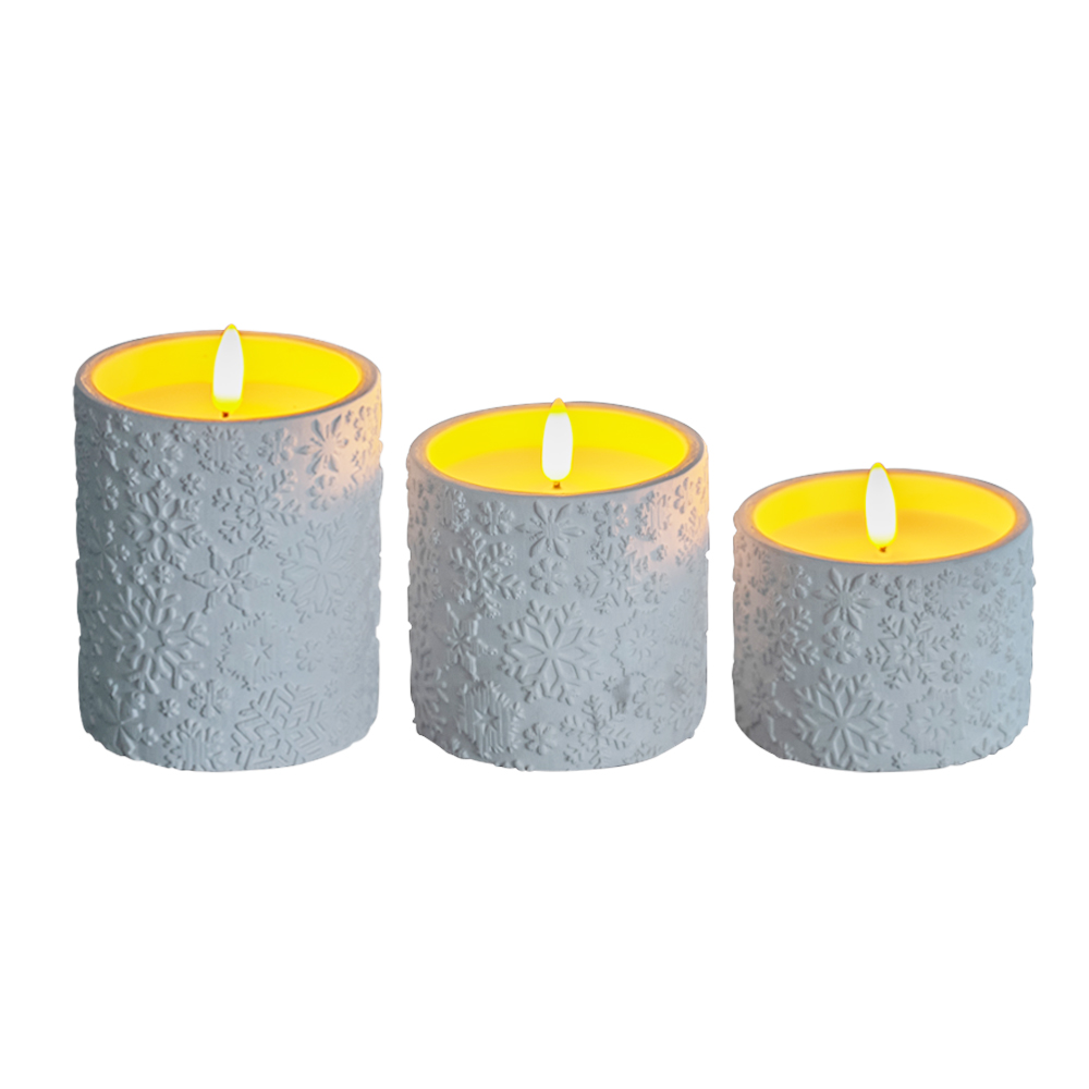 LED 3D Home Decor Battery Operated Flameless Electronic Cement Candle