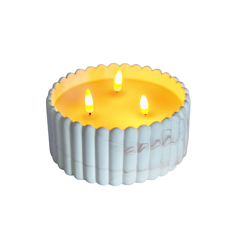 LED Battery Operated Home Decoration Cement 3D Wick Candle