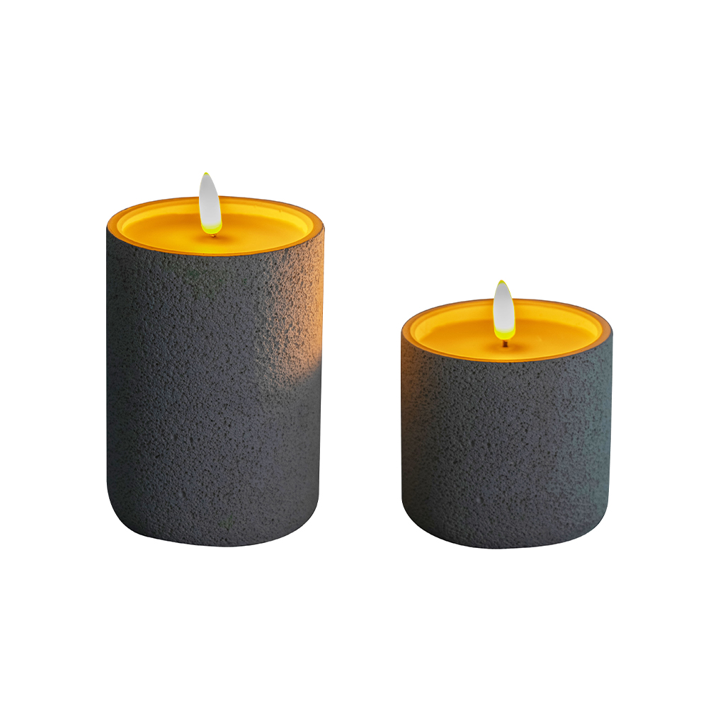 LED Cement 3D Wick Battery Operated Remote Control Candle