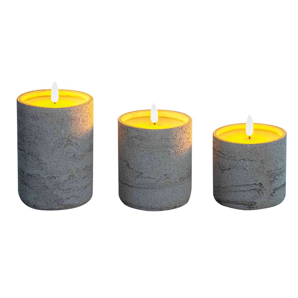 LED 3D Electronic Fat Pilar Cement Concrete Candle