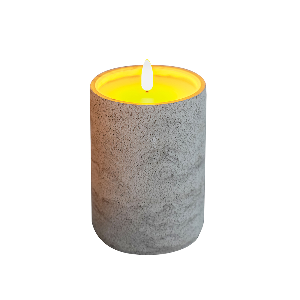 LED 3D Electronic Fat Pilar Cement Concrete Candle