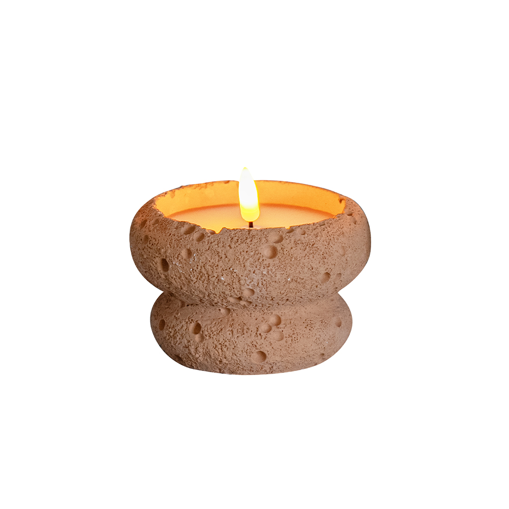 Waterproof Outdoor Battery Operated LED Flameless 3D Cement Candle