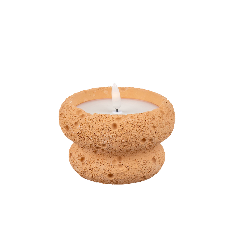 Waterproof Outdoor Battery Operated LED Flameless 3D Cement Candle