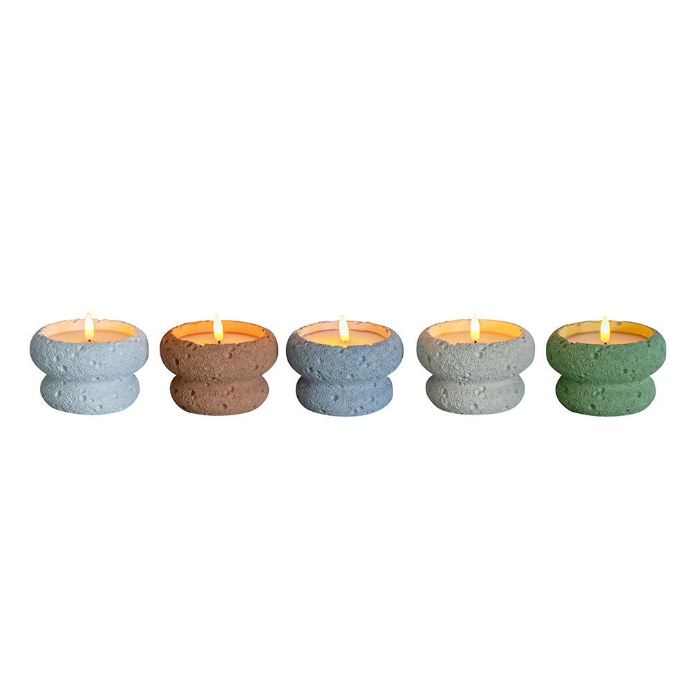 Waterproof Outdoor Battery Operated LED Flameless 3D Cement Candle