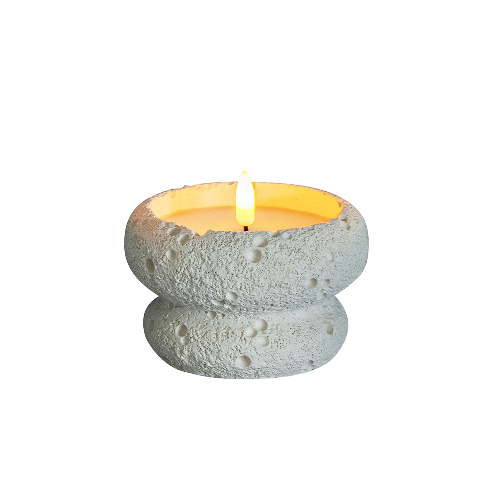 Waterproof Outdoor Battery Operated LED Flameless 3D Cement Candle