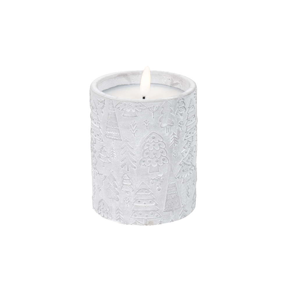 LED Sustainable 3D Electronic Cement-Look Design Cylinder Candle