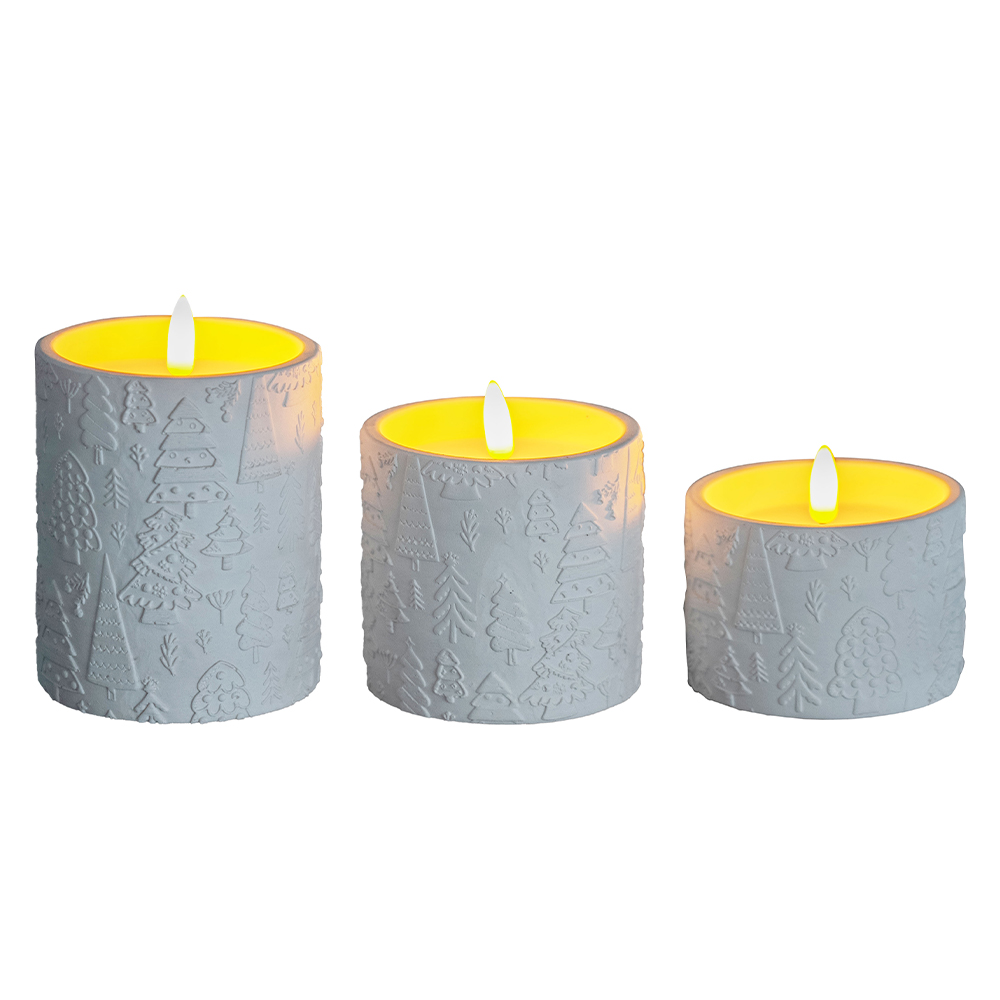 LED Sustainable 3D Electronic Cement-Look Design Cylinder Candle