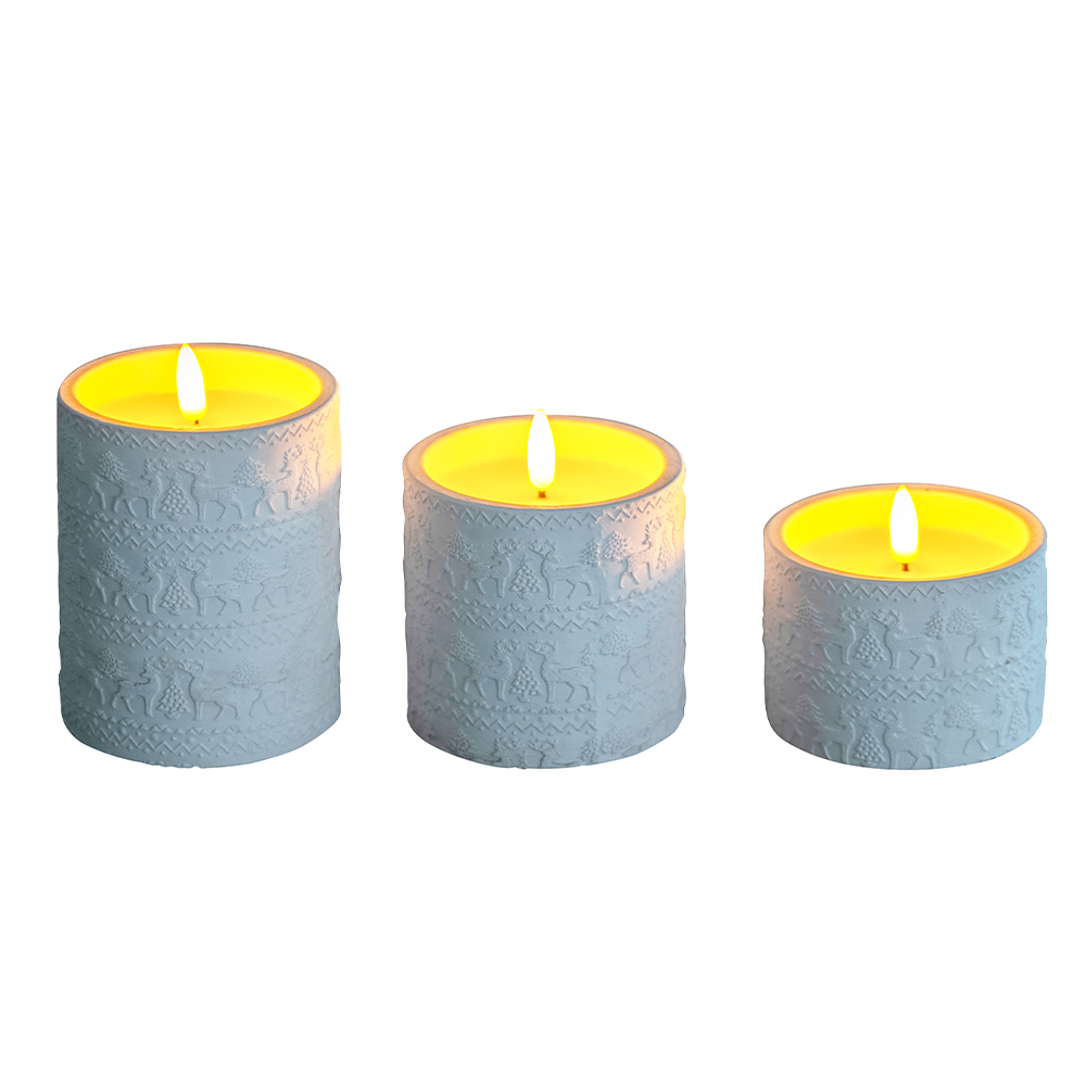 LED 3D Flameless Electronic Glossy Cement Candle