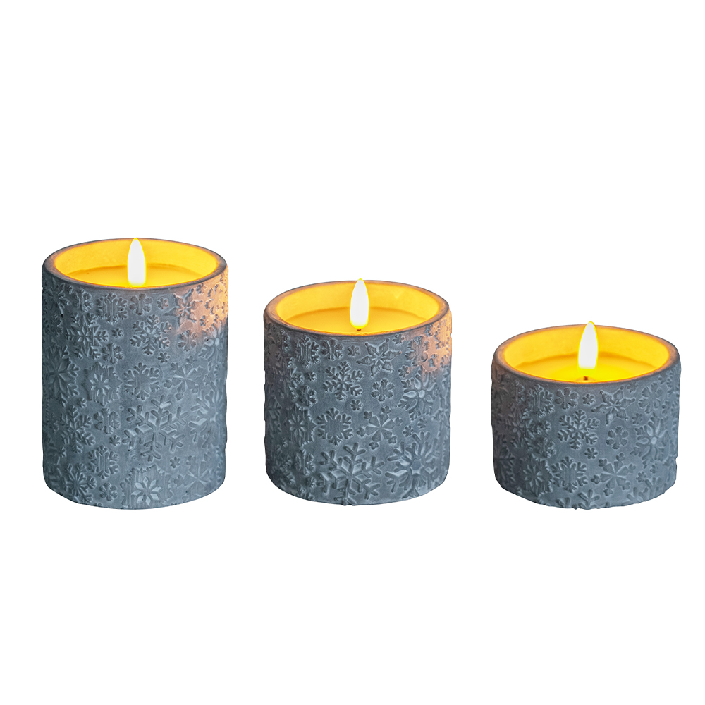 LED 3D Home Decor Battery Operated Flameless Electronic Cement Candle