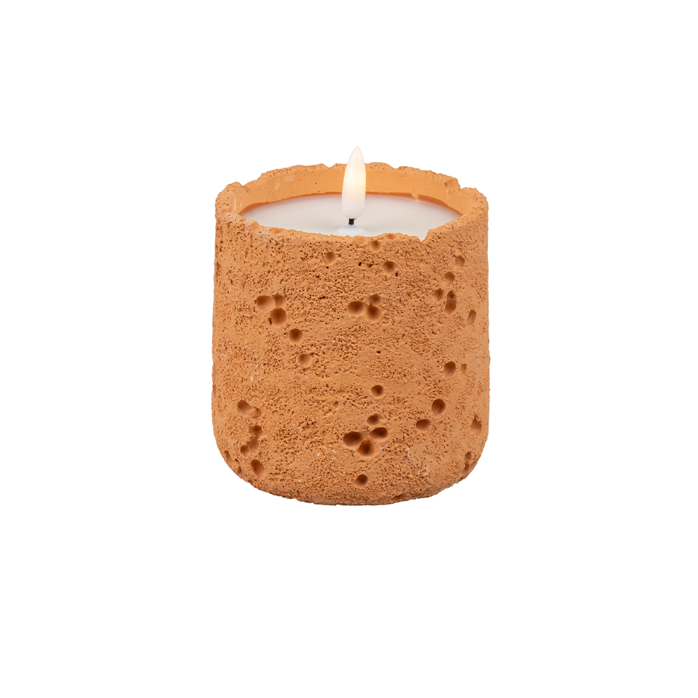 LED 3D Battery Operated Electronic Natural Surface Cement Concrete Candle