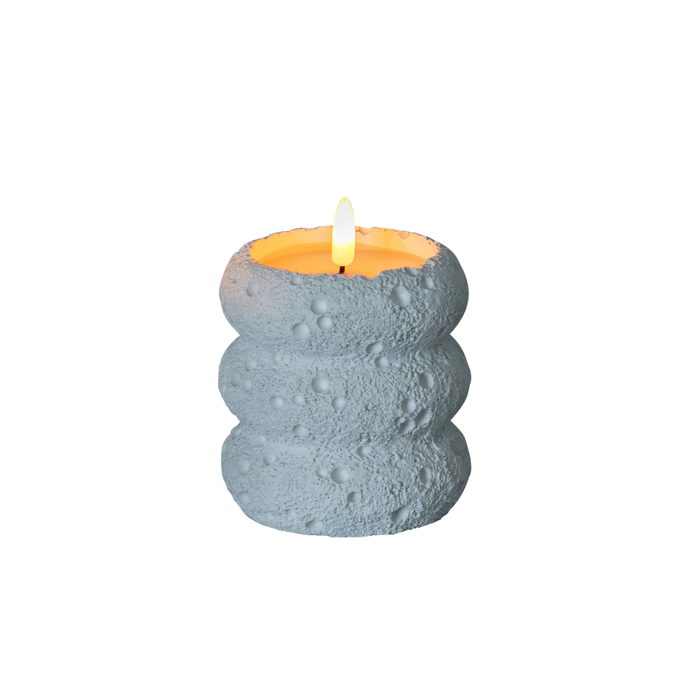 LED 3D Cement Flickering Flameless Candle with Remote and Timer