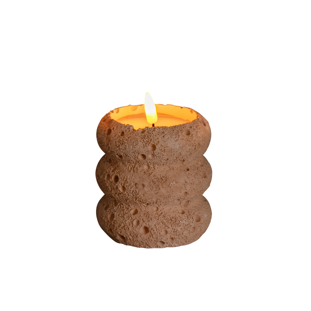 LED 3D Cement Flickering Flameless Candle with Remote and Timer