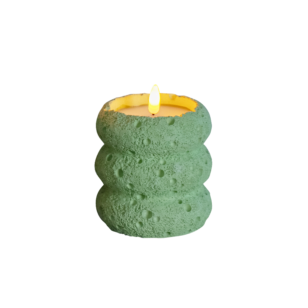 LED 3D Cement Flickering Flameless Candle with Remote and Timer