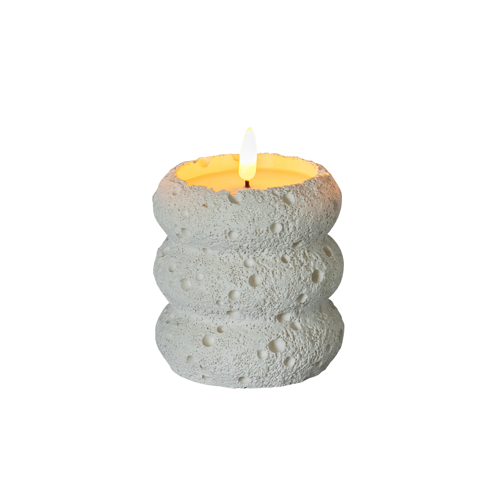 LED 3D Cement Flickering Flameless Candle with Remote and Timer