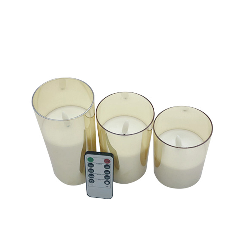 Golden Glass Flickering Flameless LED Pillar Candle