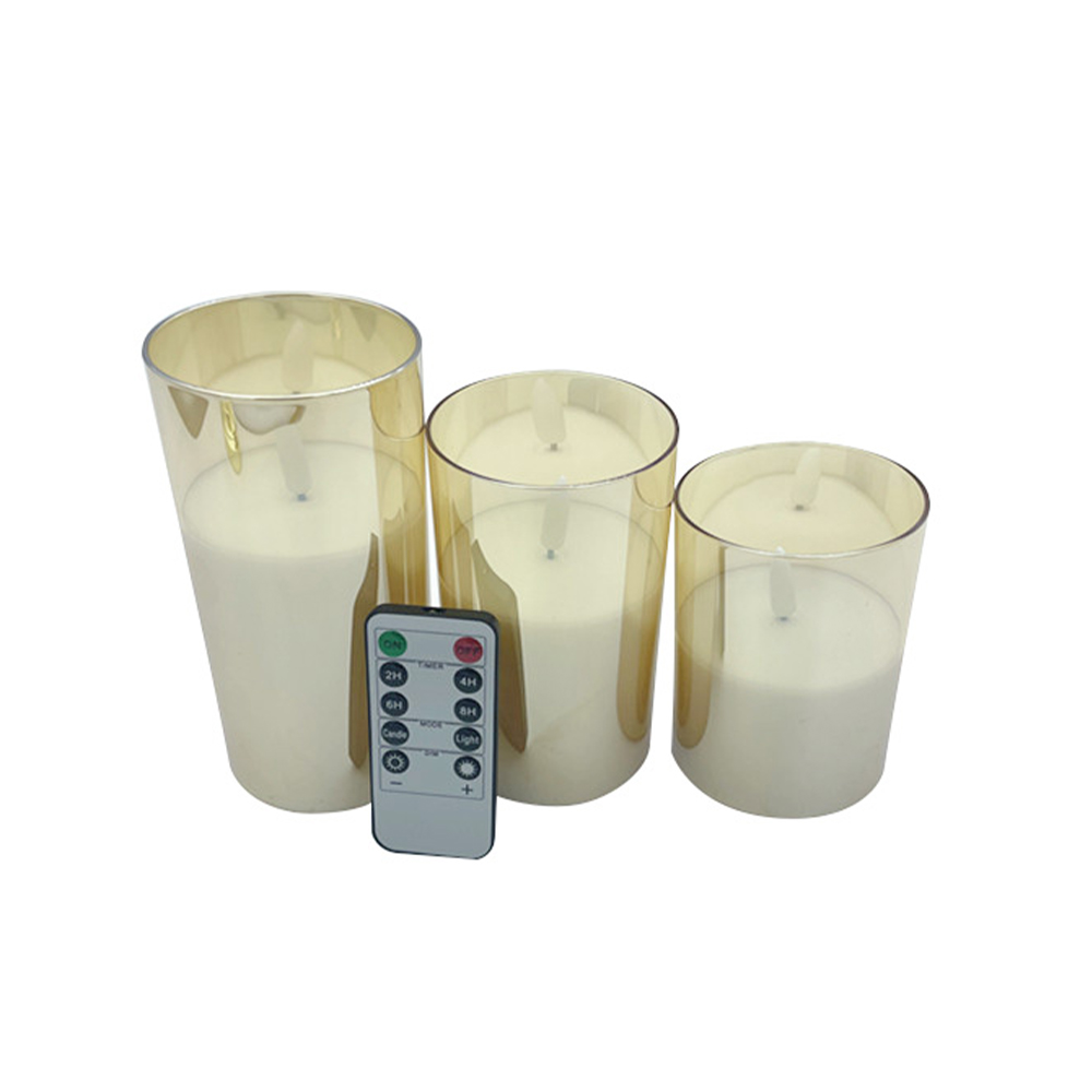 Golden Glass Flickering Flameless LED Pillar Candle