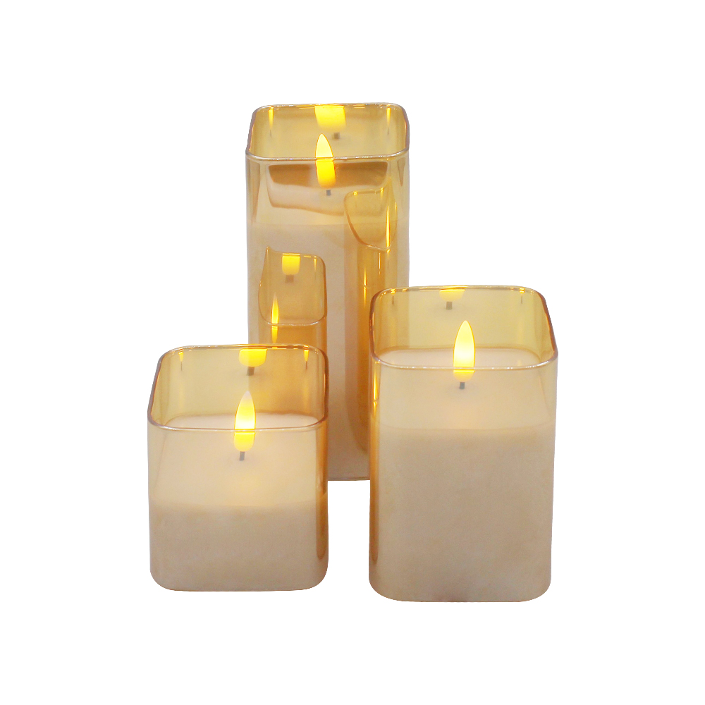 Glass Tube 3D Wick LED Pillar Candle Lamp