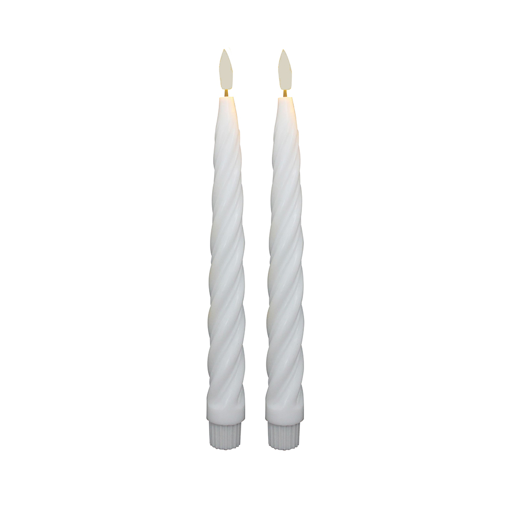 LED White Rope Taper Candle