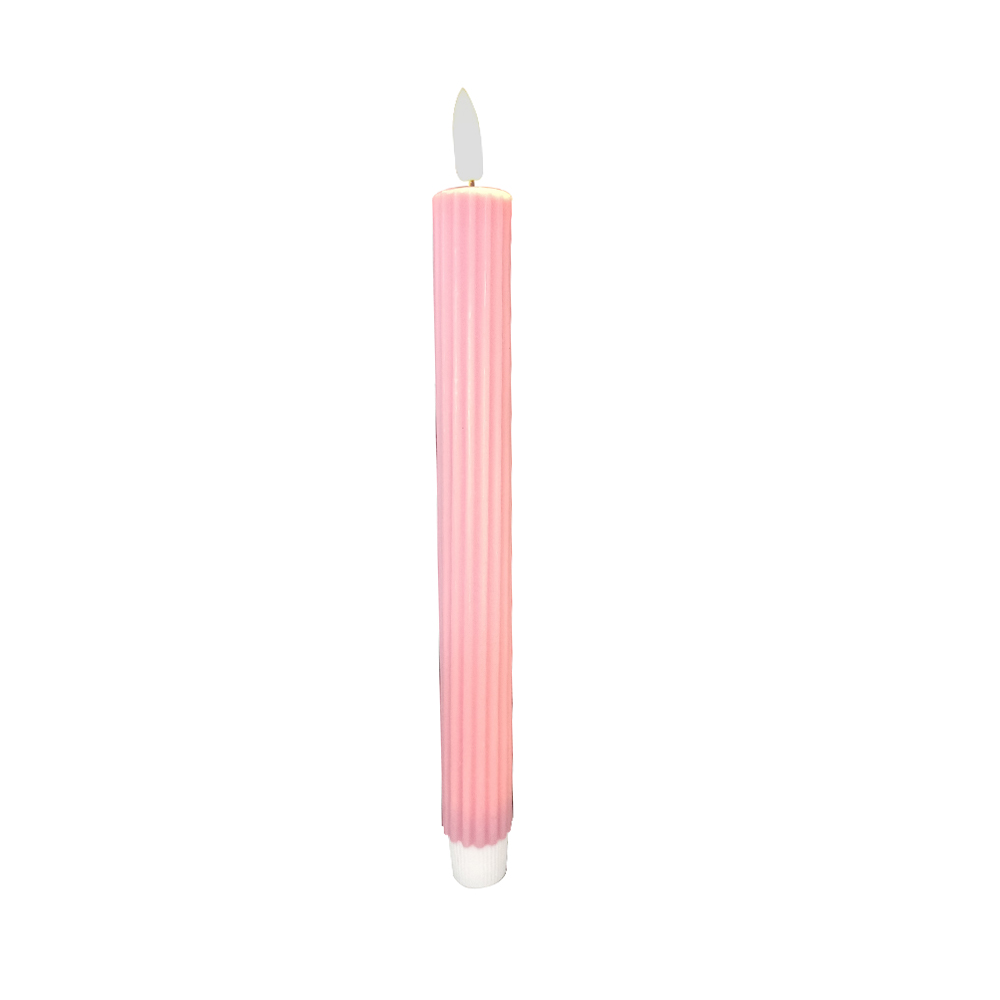 LED Ribbed Flameless High Column Candle