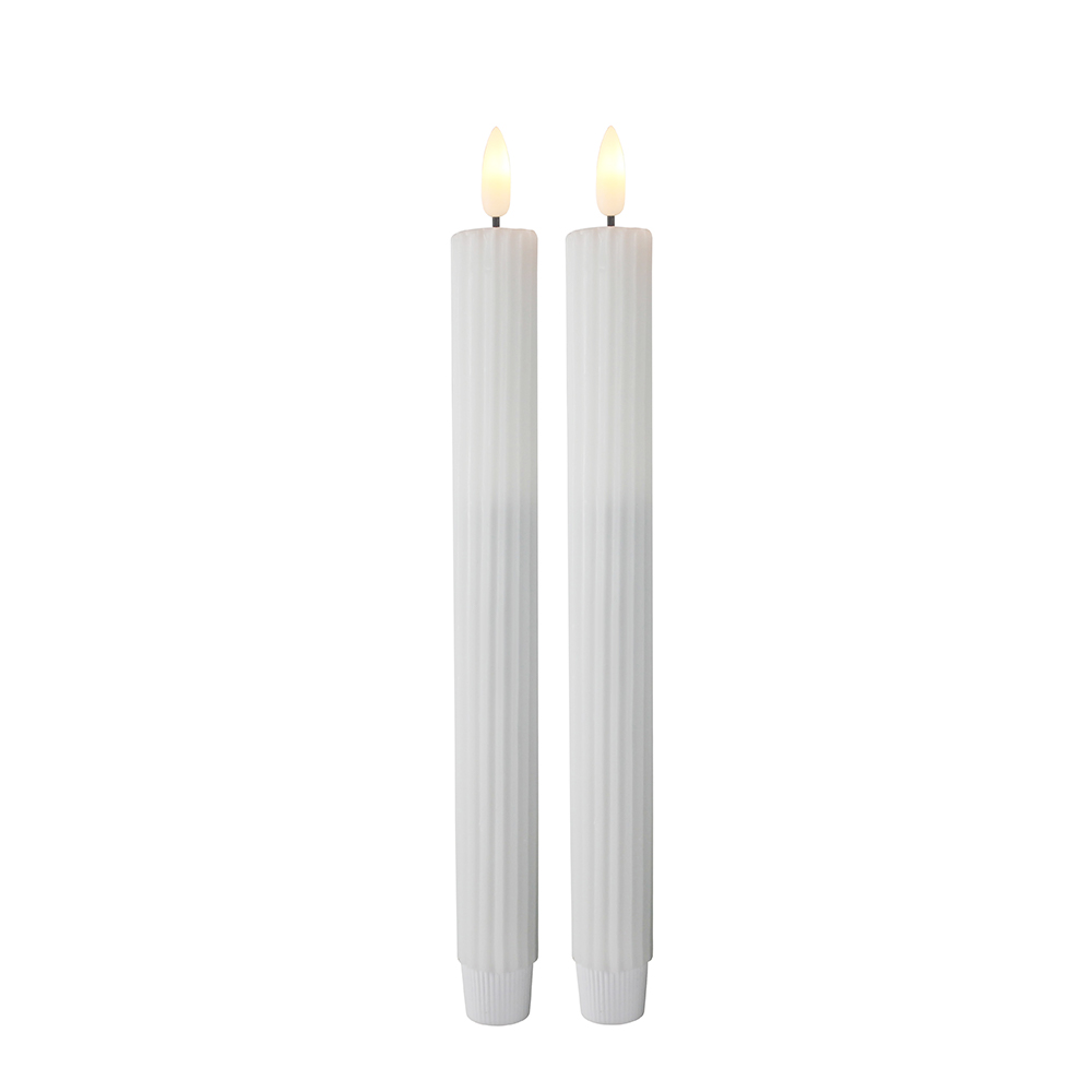 LED Ribbed Flameless High Column Candle