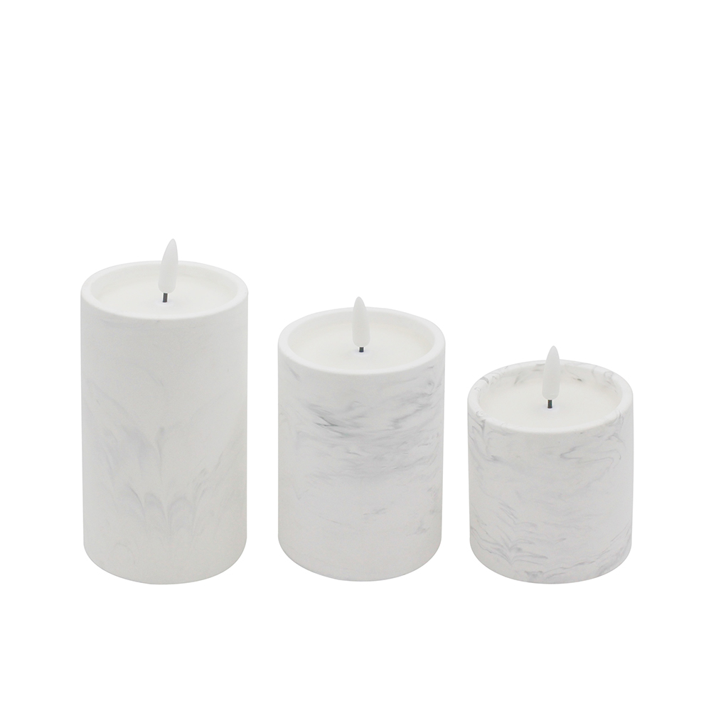 Marble Patterned Cement 3D LED Candle