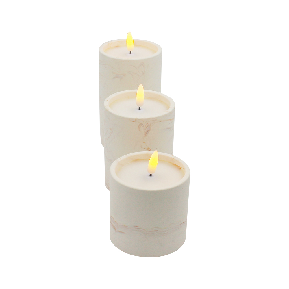 Marble Patterned Cement 3D LED Candle