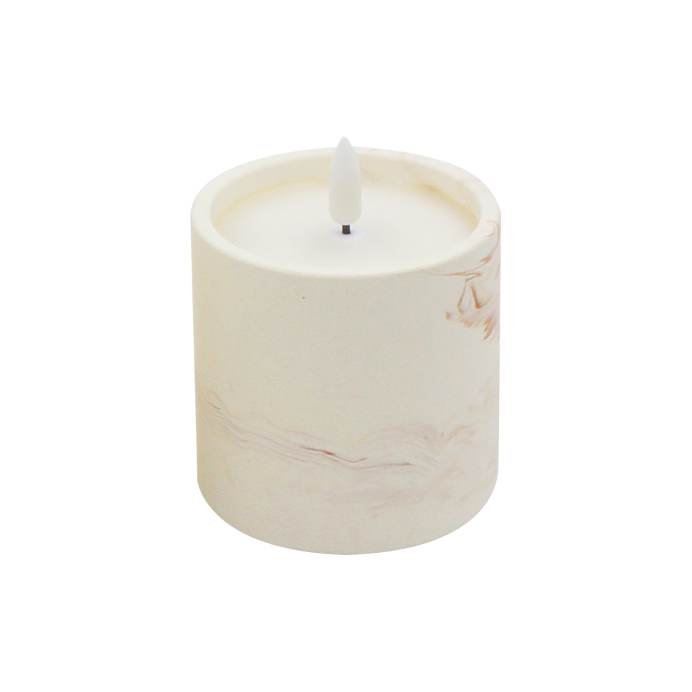 Marble Patterned Cement 3D LED Candle