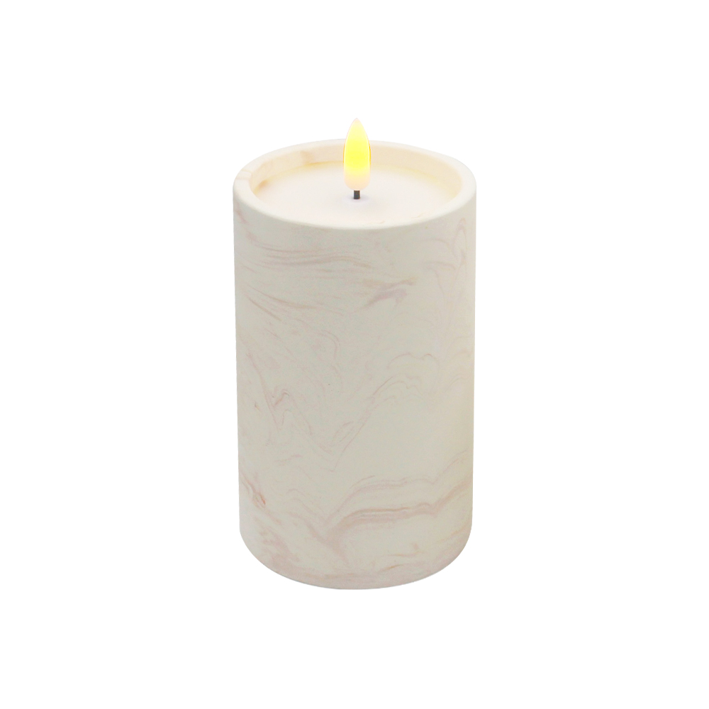 Marble Patterned Cement 3D LED Candle