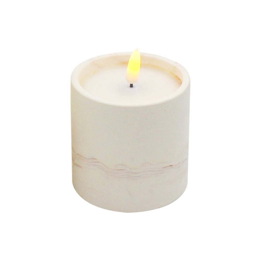 Marble Patterned Cement 3D LED Candle