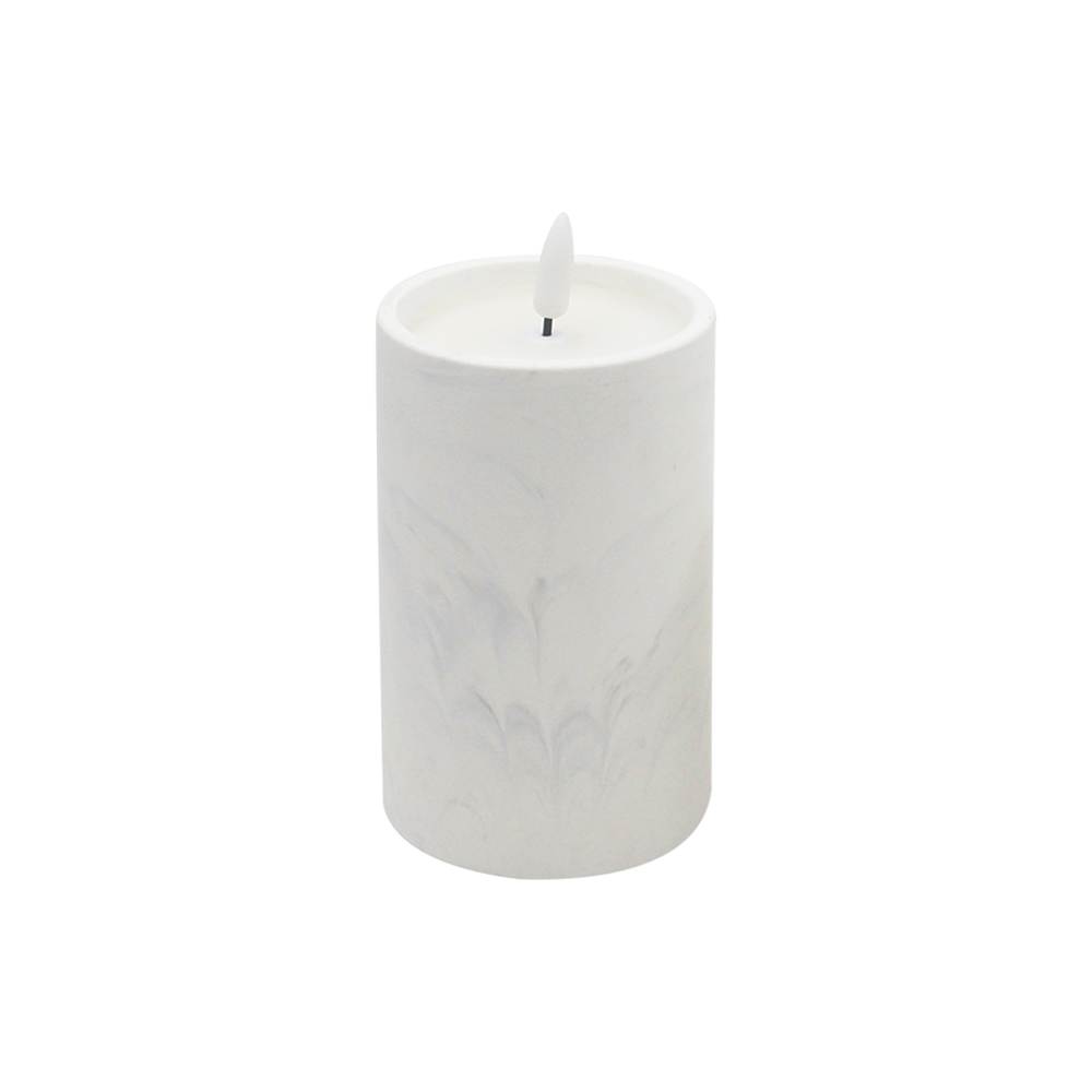 Marble Patterned Cement 3D LED Candle