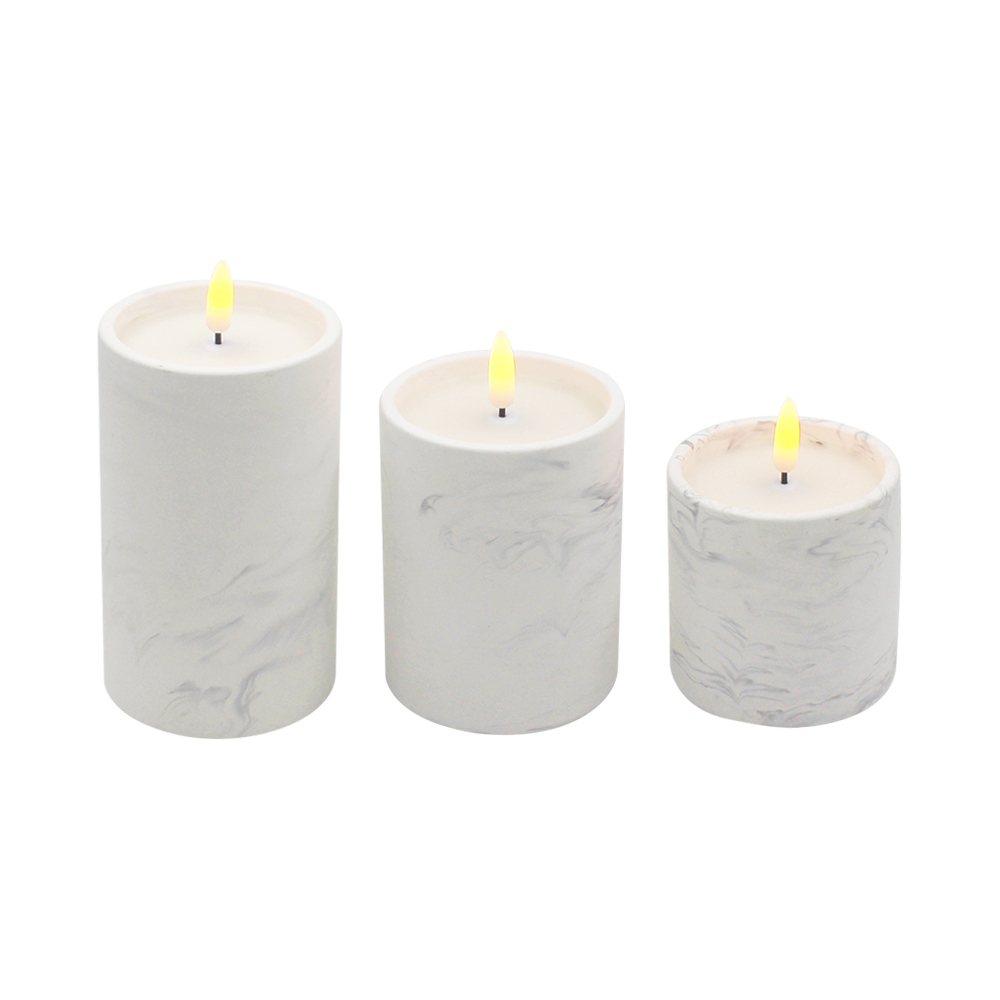 Marble Patterned Cement 3D LED Candle