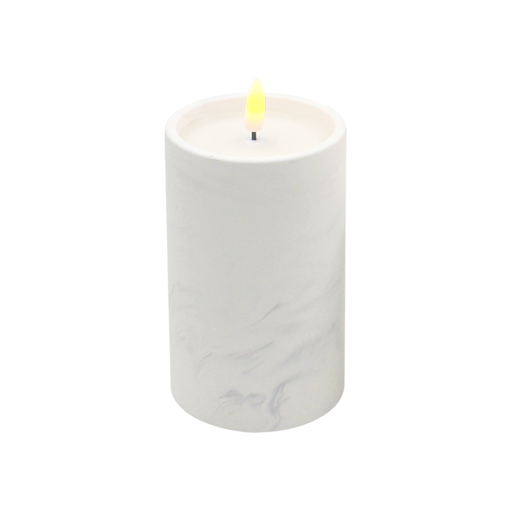 Marble Patterned Cement 3D LED Candle