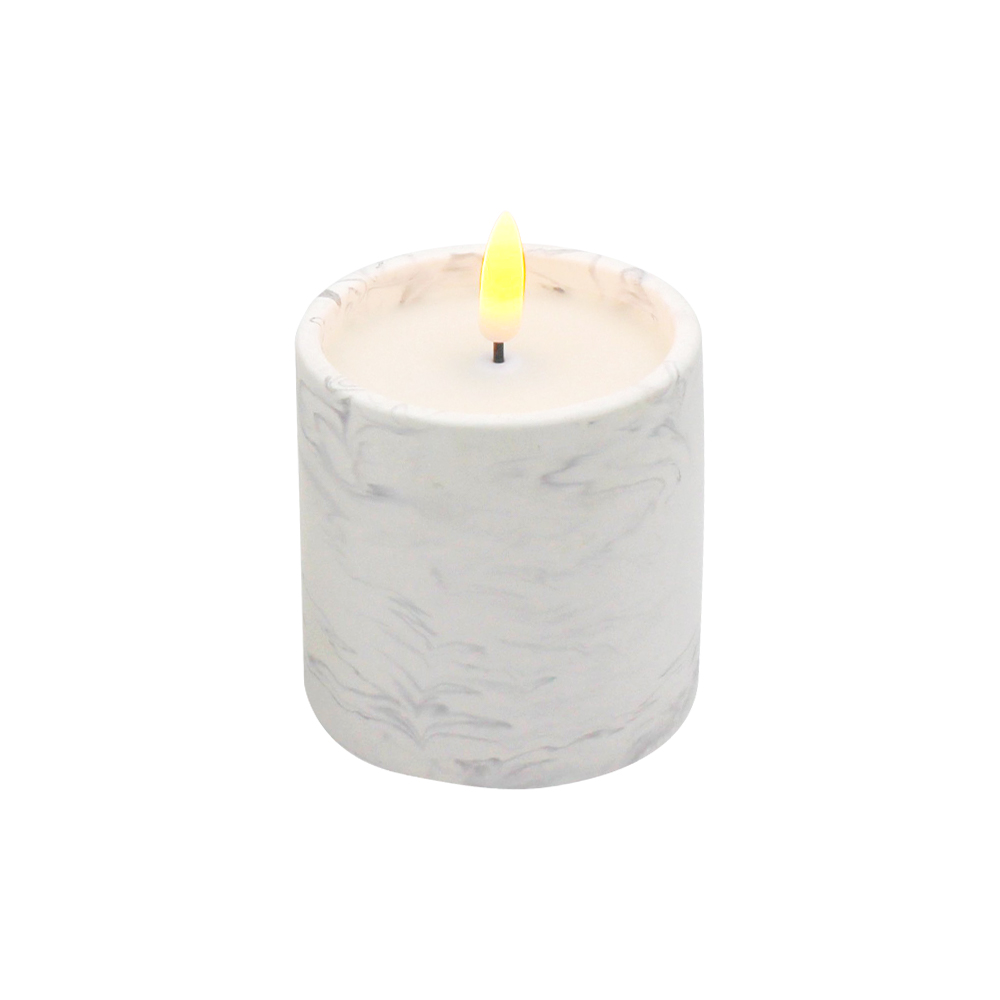 Marble Patterned Cement 3D LED Candle