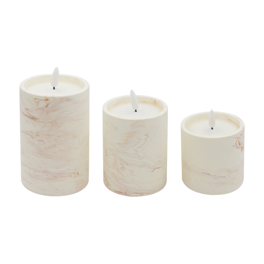 Marble Patterned Cement 3D LED Candle